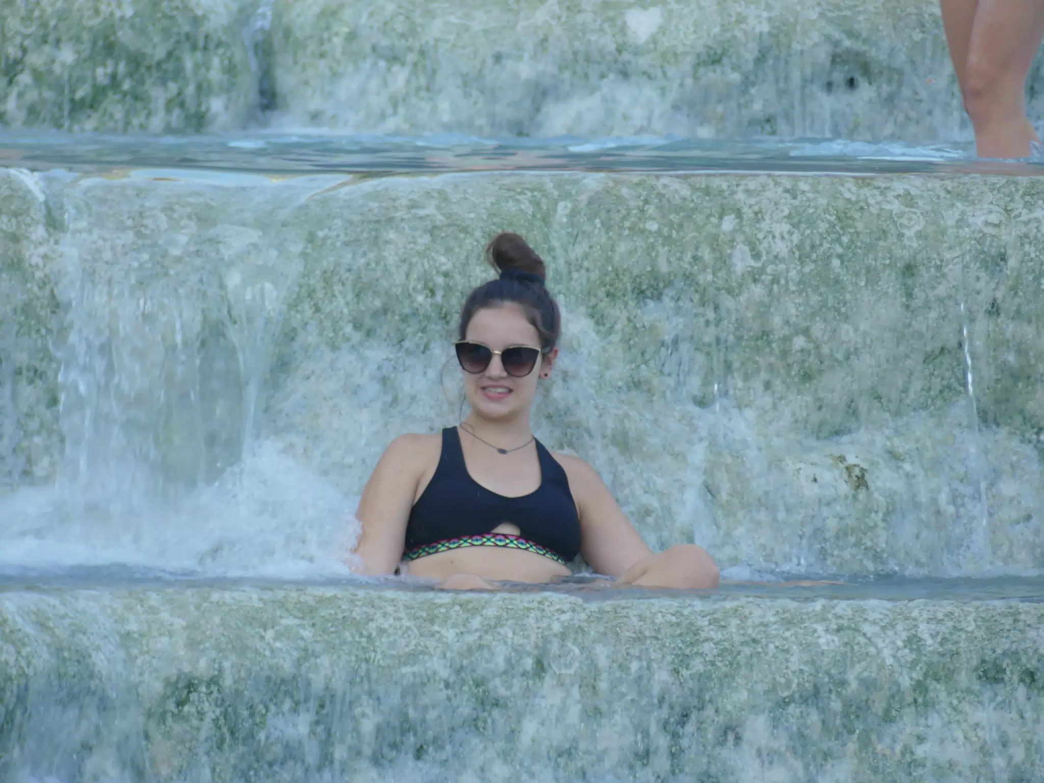 Emily Biting Her Lip in Saturnia Waterfall
