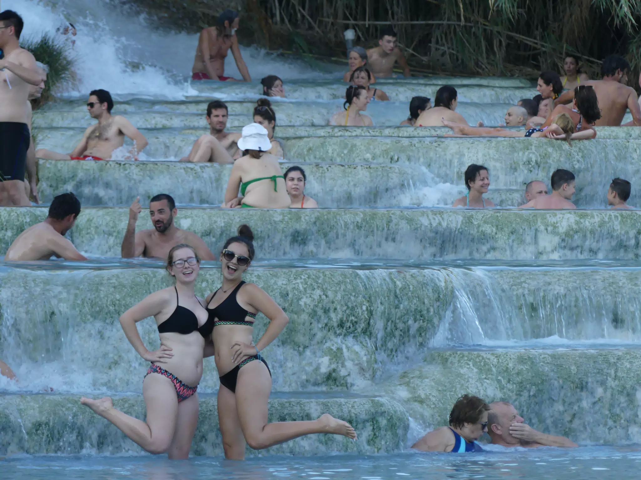 Posing in the Falls at Terme di Saturnia in Tuscany