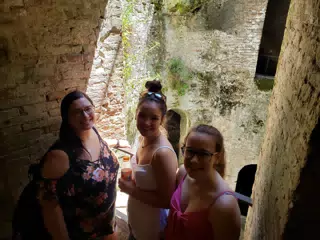 Dominica, Emily, and Madeline in St. Patrick's Well in Orvieto