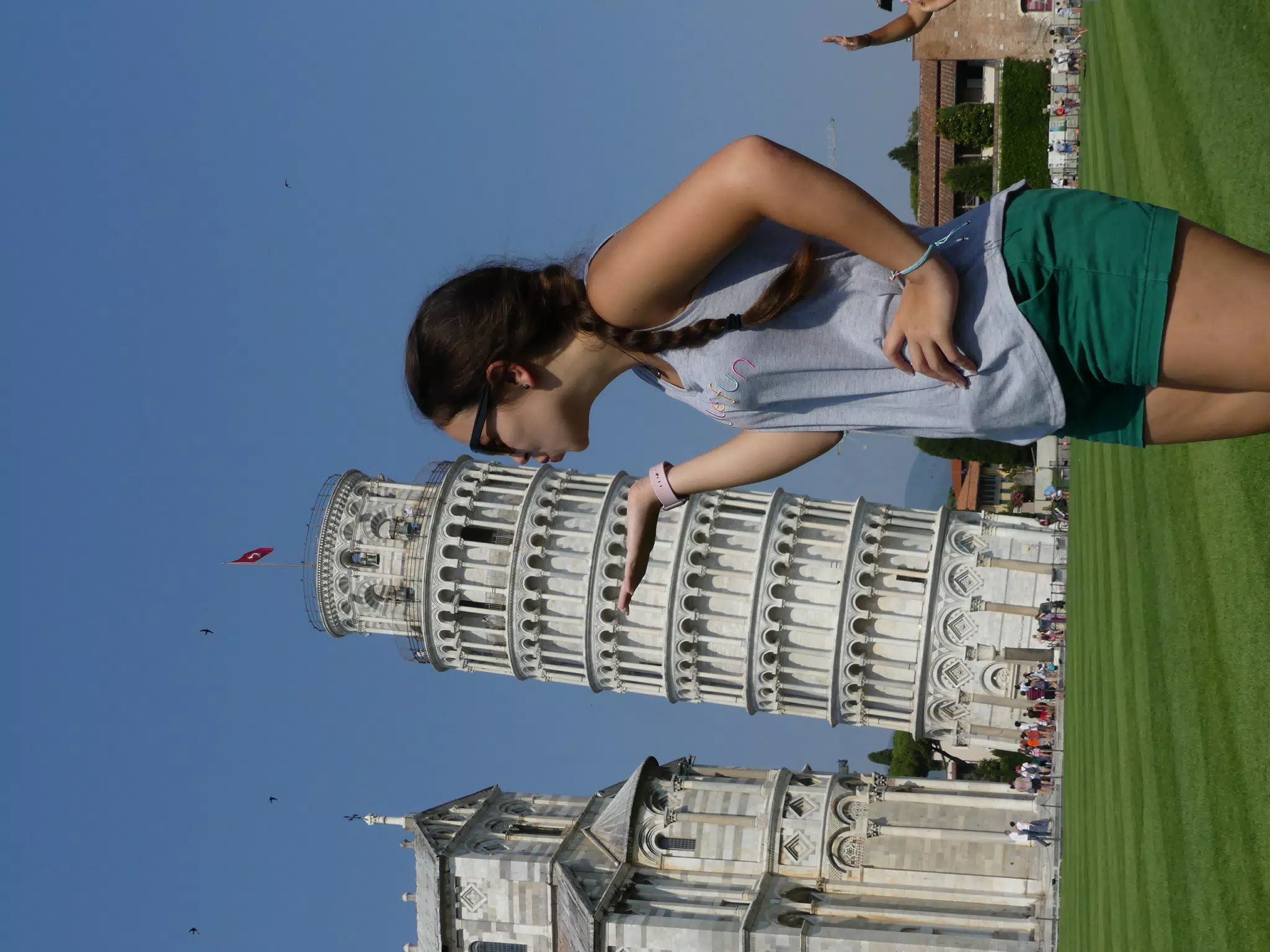 Teen Girl Kissing the Leaning Tower of Pisa