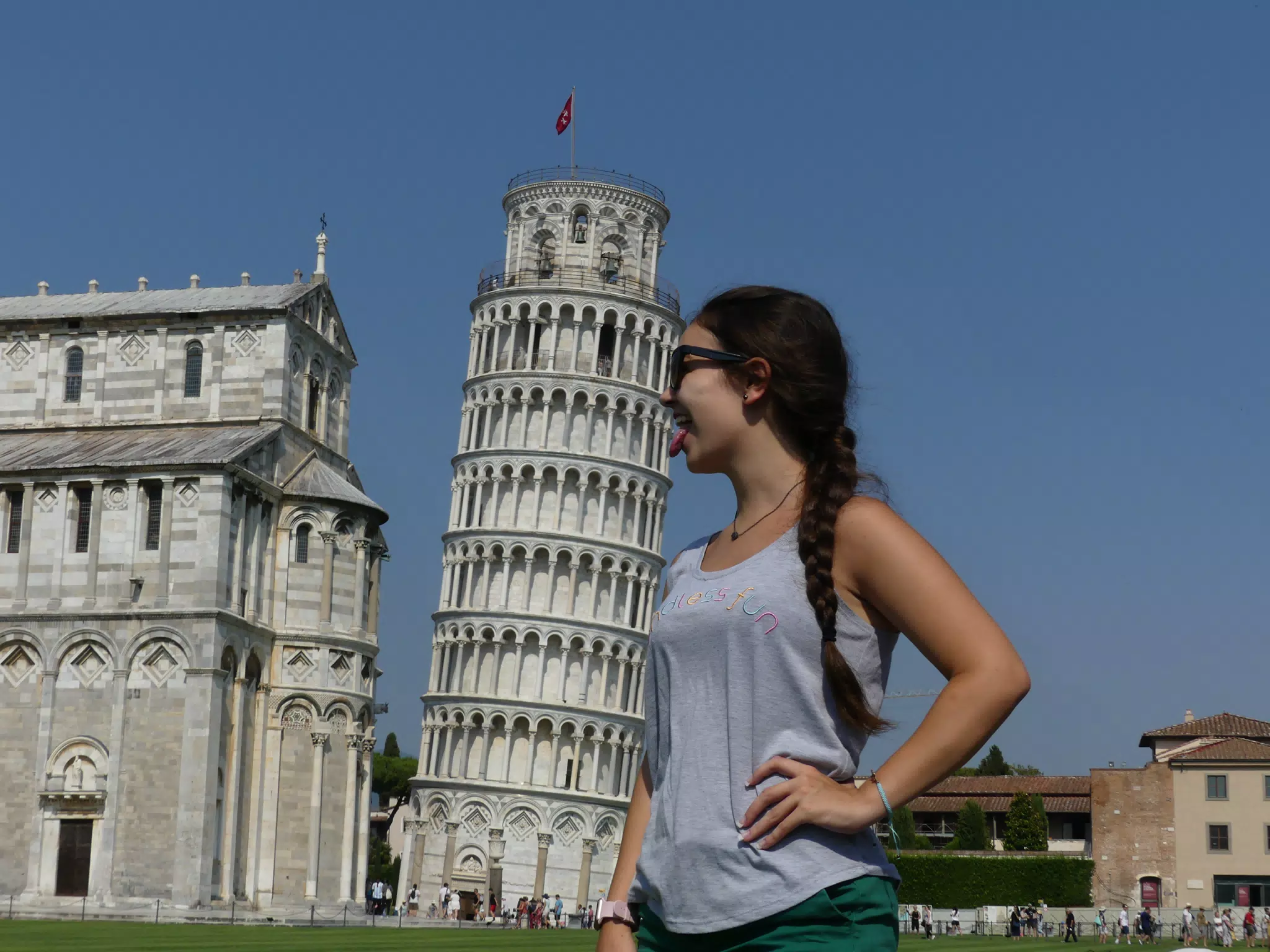 Emily Licking the Leaning Tower of Pisa