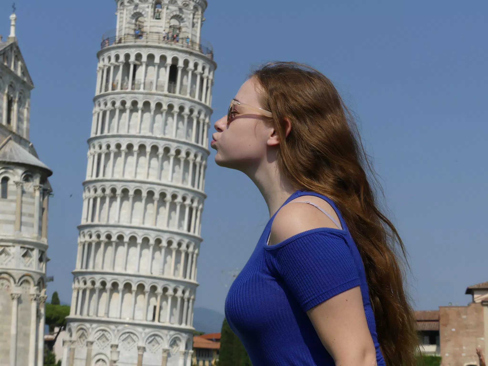 Girl at the Leaning Tower of Pisa