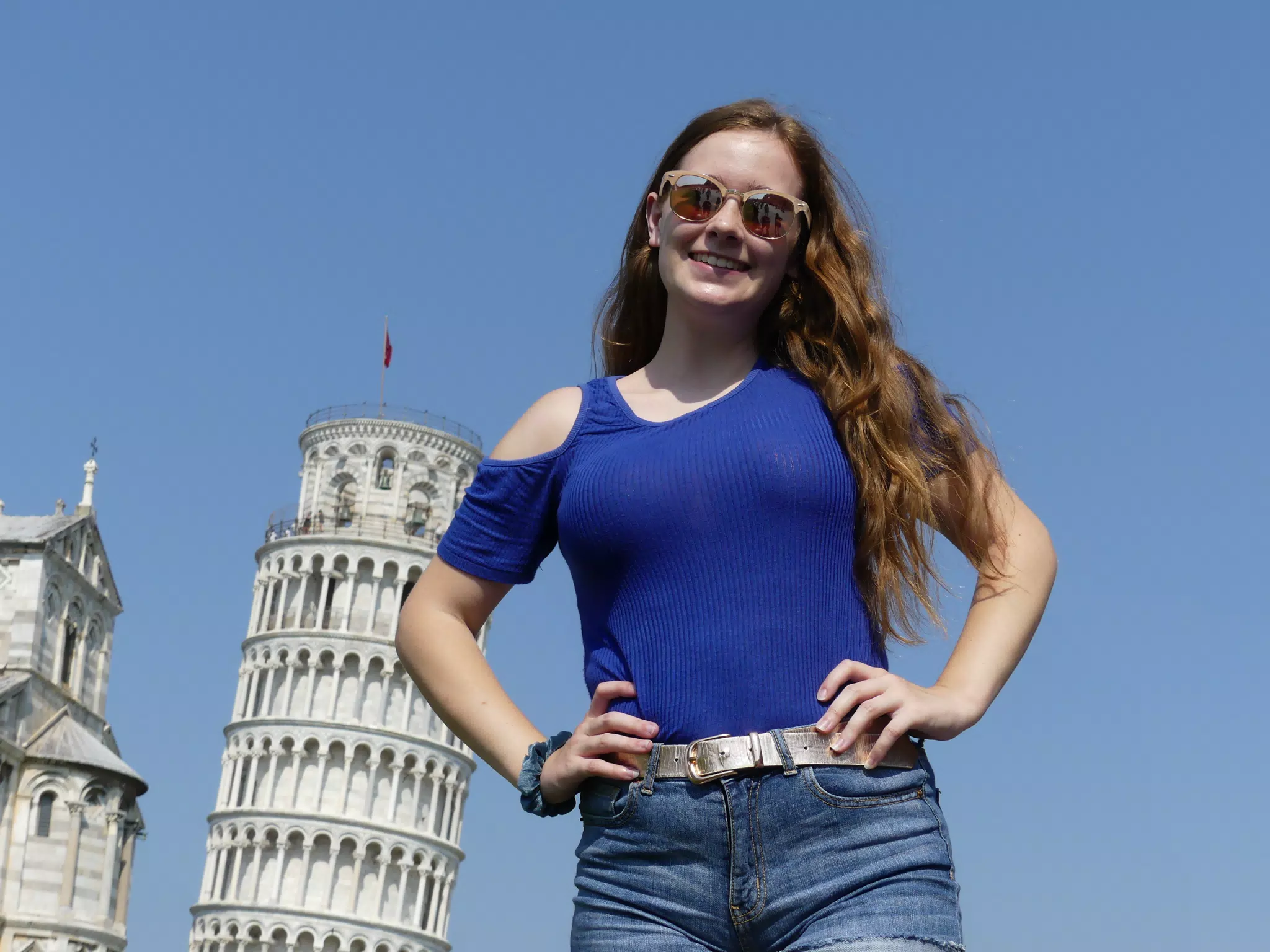 Madeline at the Leaning Tower of Pisa