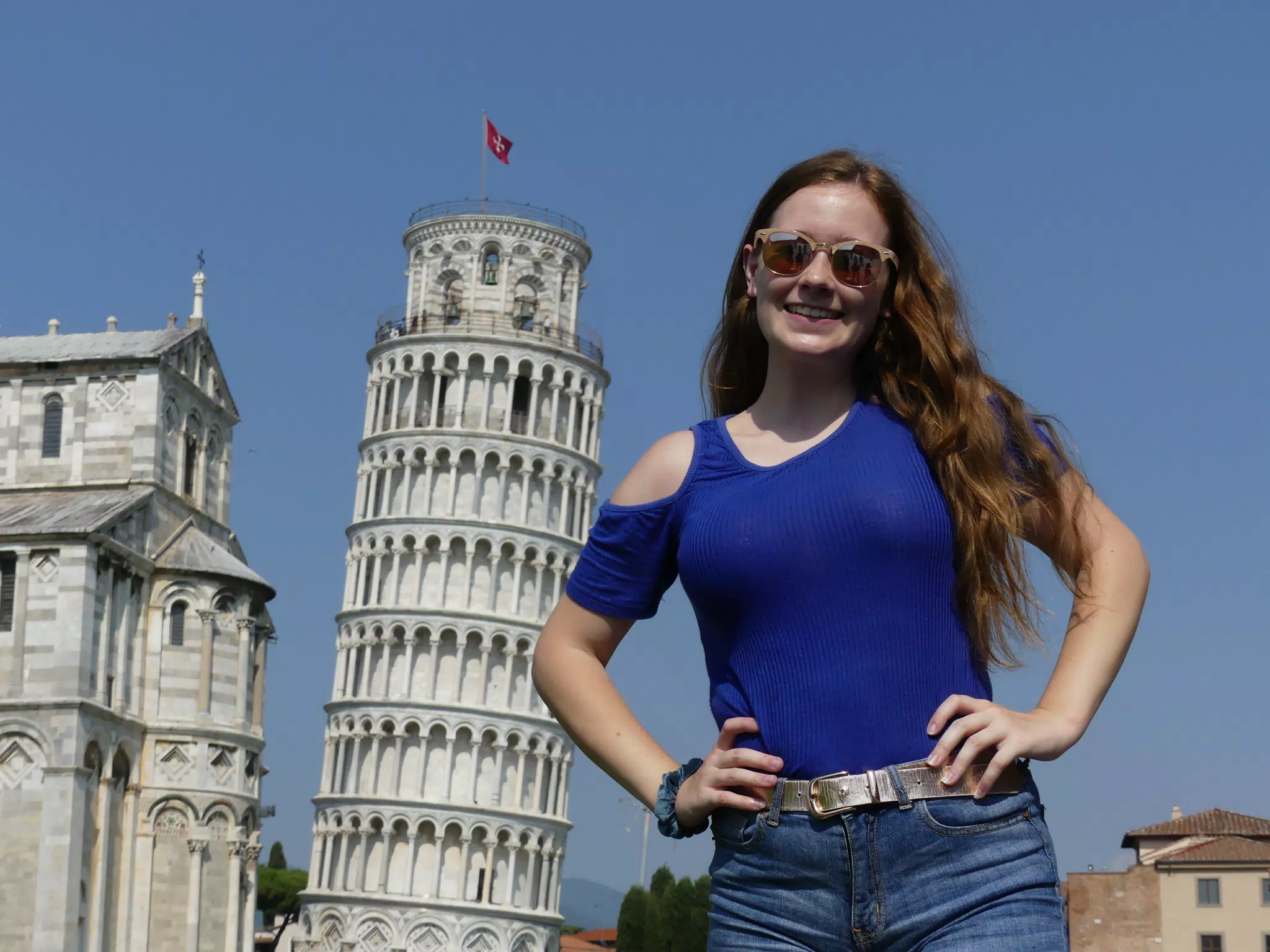 Madeline at the Leaning Tower of Pisa