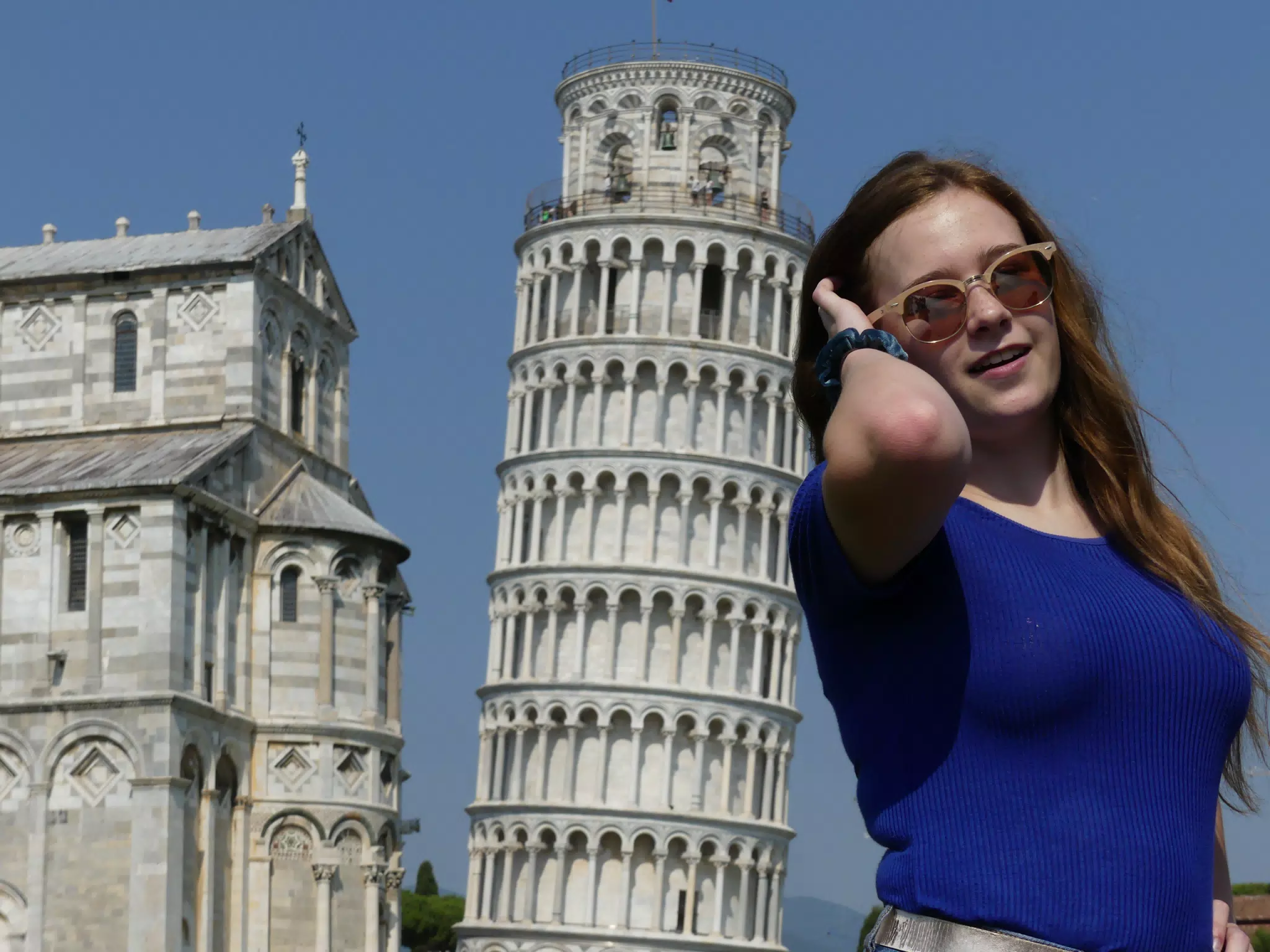 Model at the Leaning Tower of Pisa