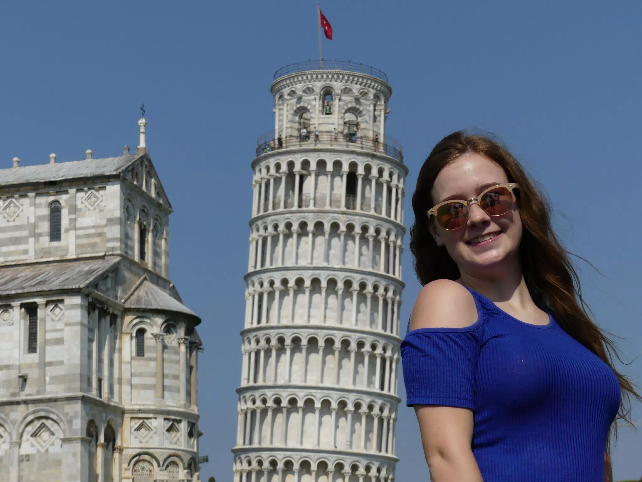 Madeline at the Leaning Tower of Pisa