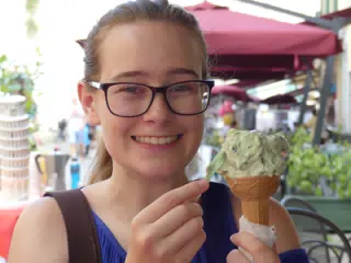 Madeline with Gelato in Pisa