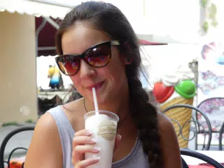 Emily Drinking a Granita in Pisa