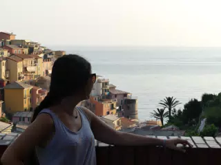 Girl Looking Out to Sea in Italy