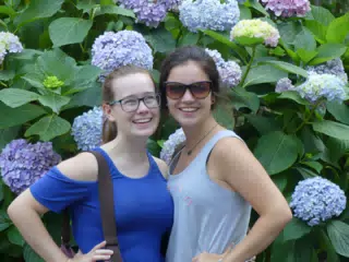 In the Garden with Giant Flowers