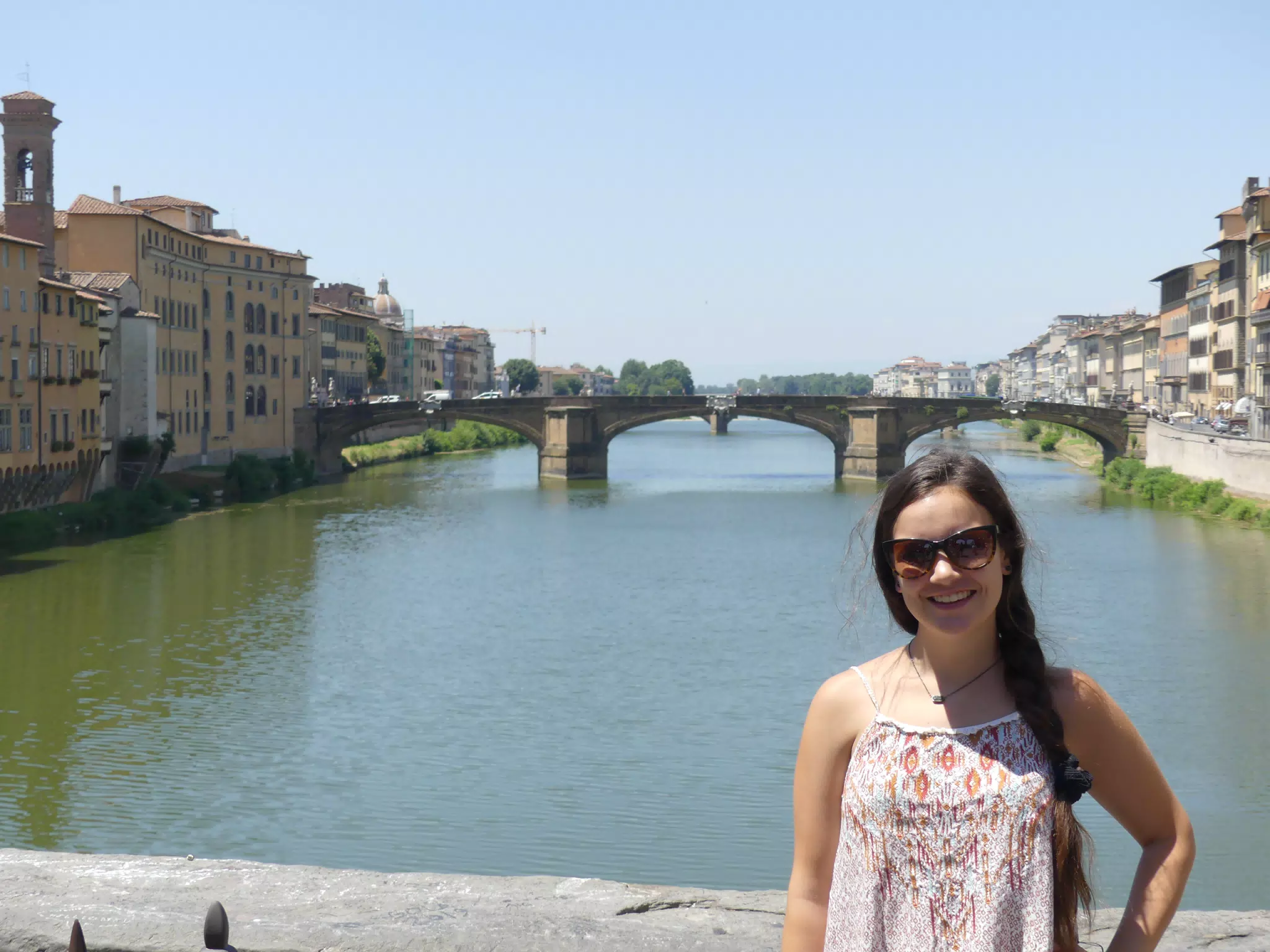 Emily Posing on Bridge in Florence, Tuscany, Italy