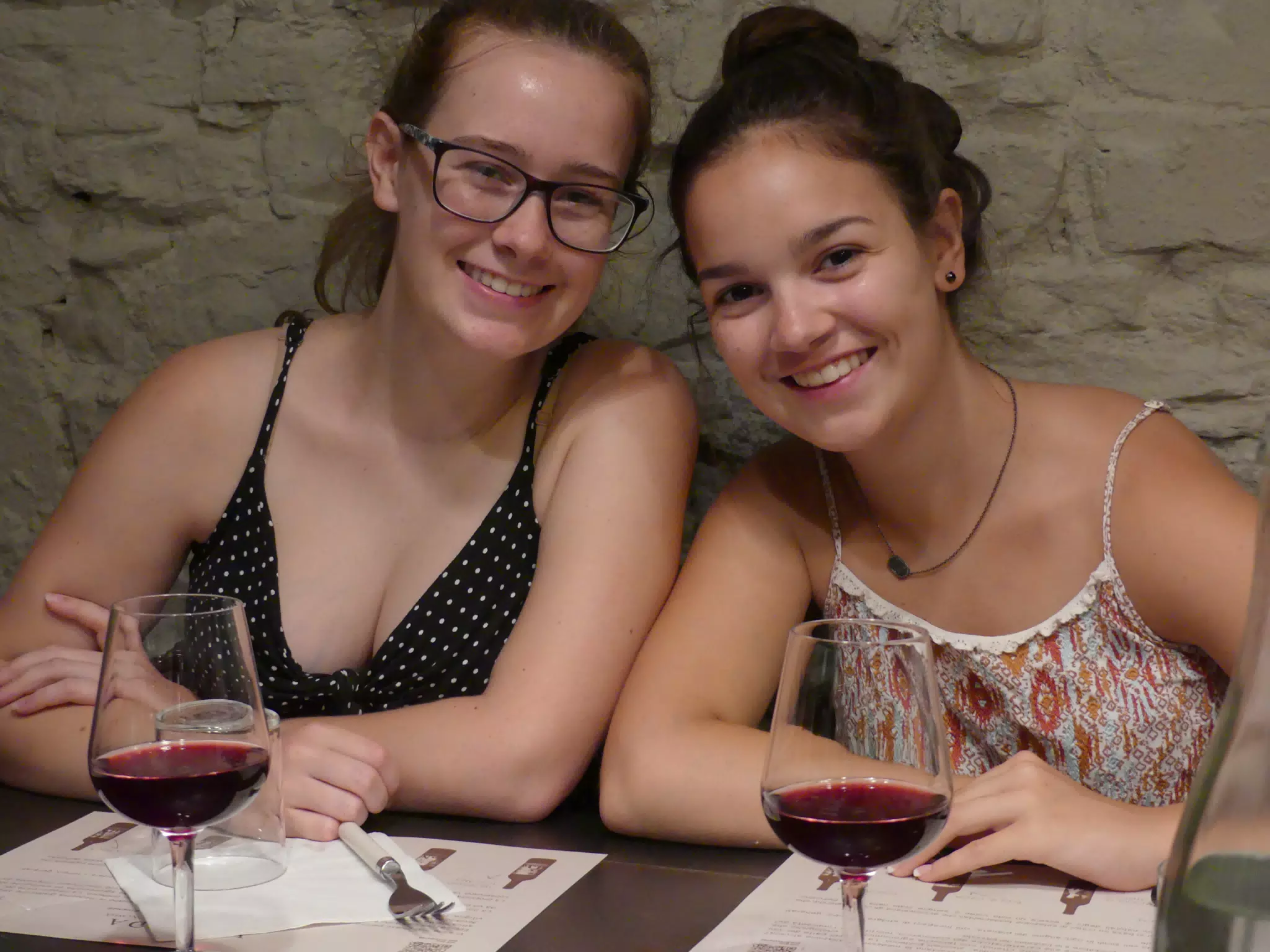 Madeline & Emily with Wine at Vivanda Firenze