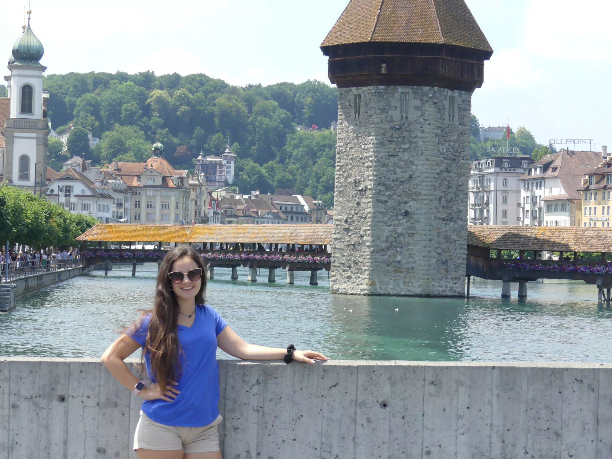 Young Tourist on Bridge in Switzerland