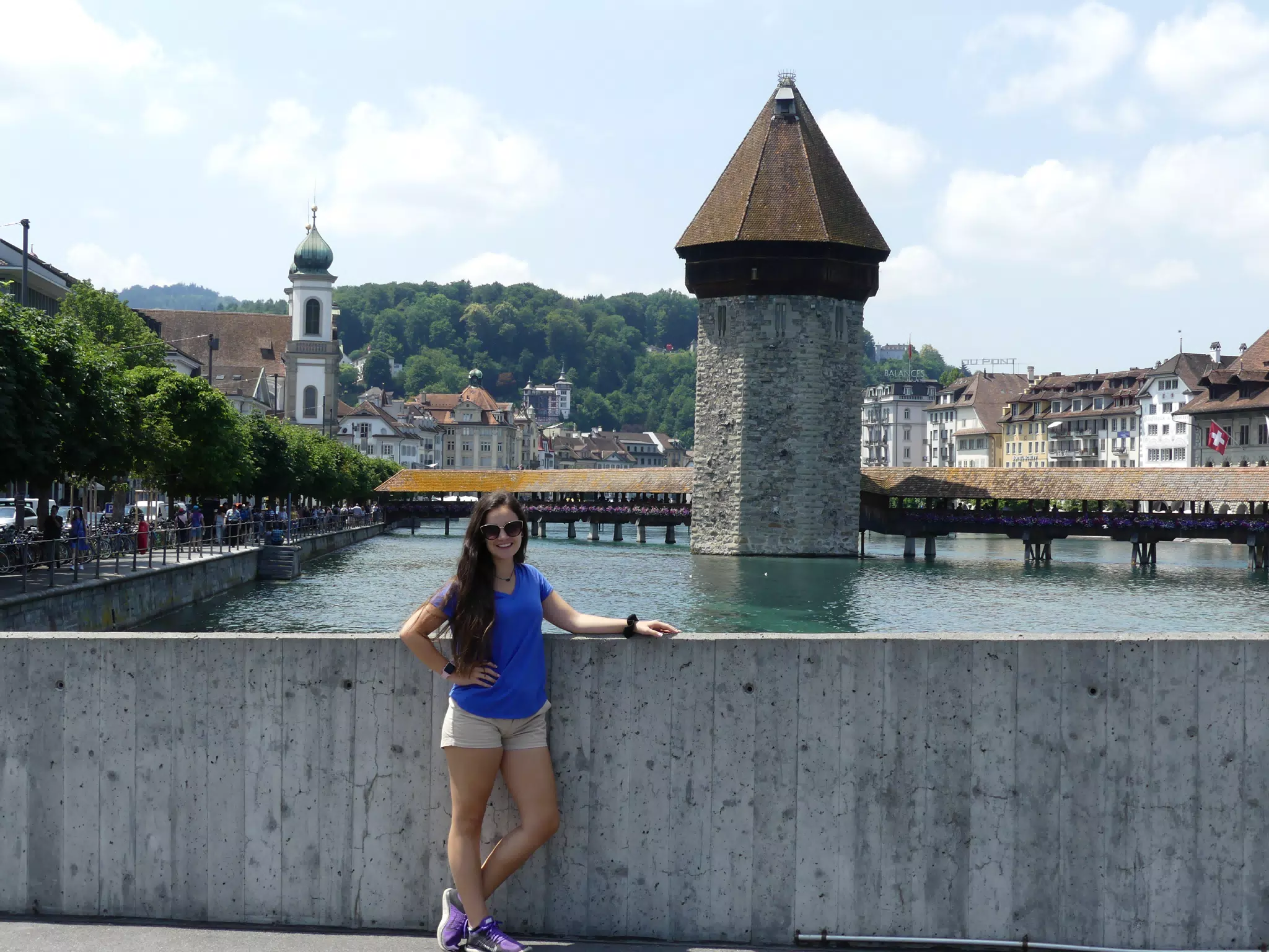 Emily on Luzern Bridge in Switzerland
