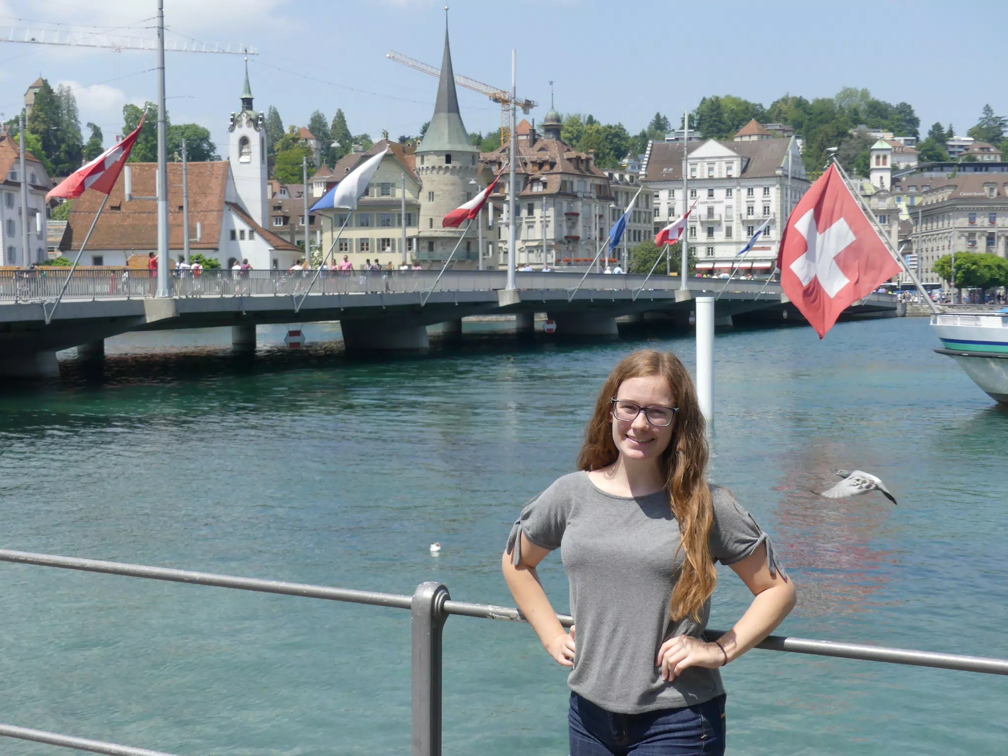 Madeline Posing on Bridge in Luzern, Switzerland
