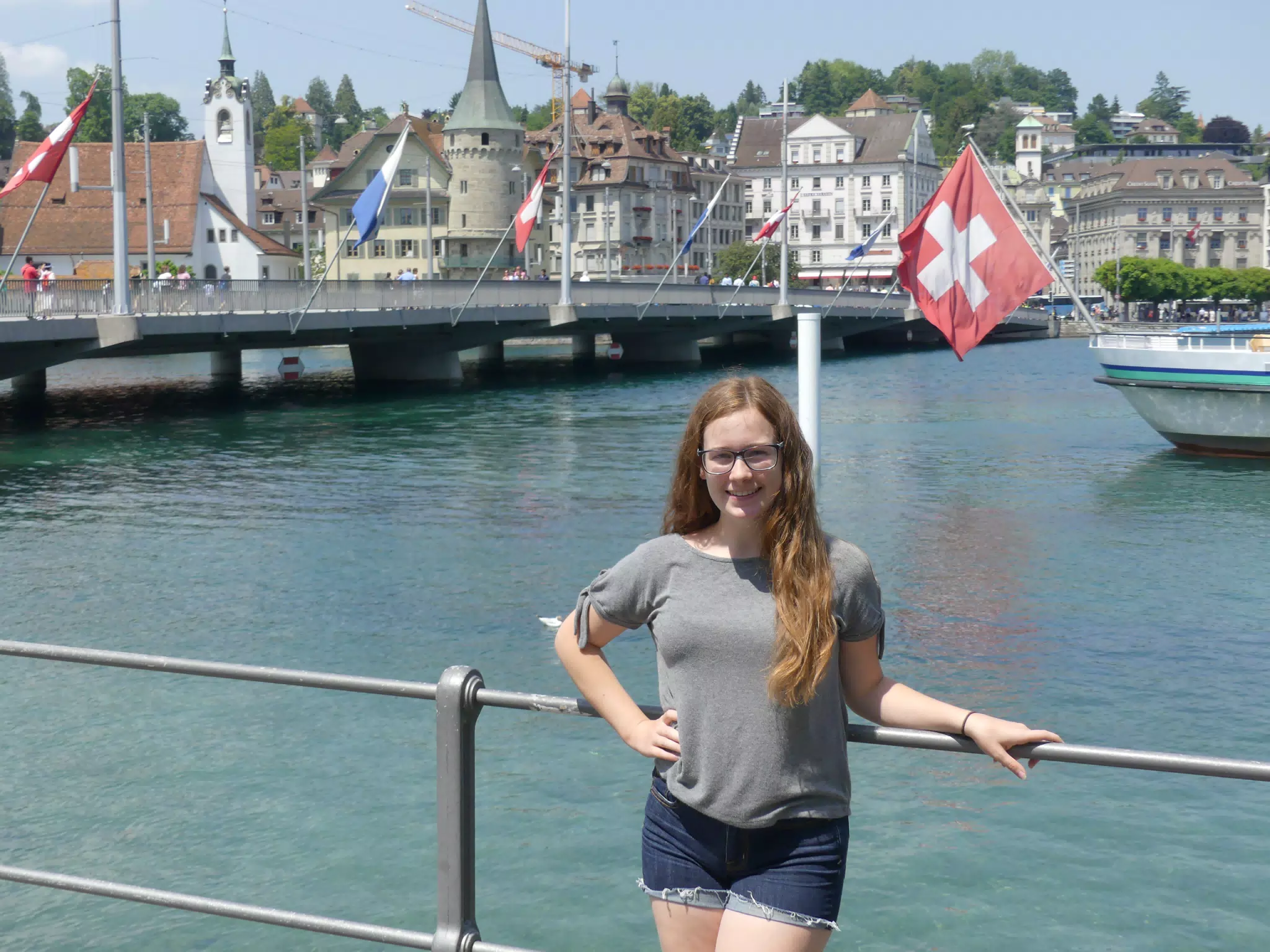 Madeline on Bridge in Switzerland