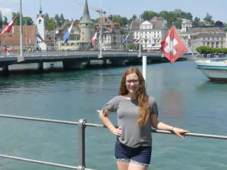 Madeline on Bridge in Switzerland