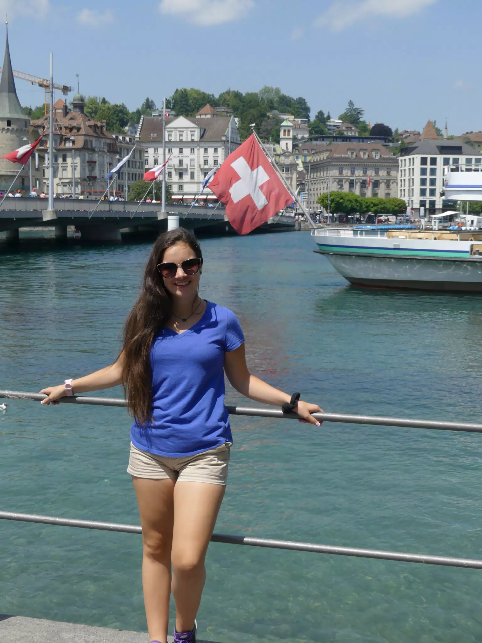 Emily on Bridge in Switzerland