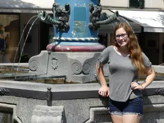 Madeline by Fountain in Luzern
