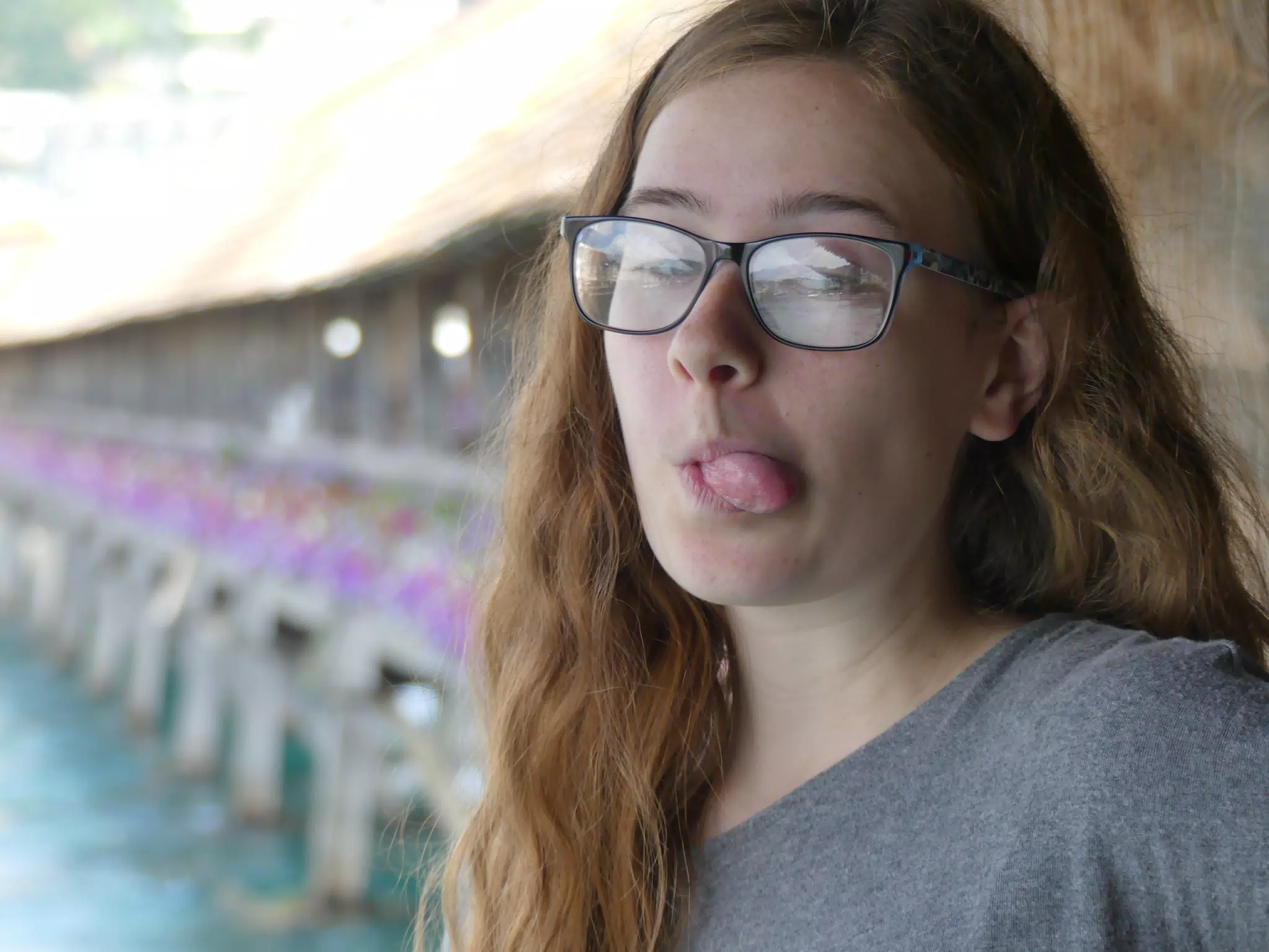Madeline with Her Tongue Out in Luzerne, Switzerland