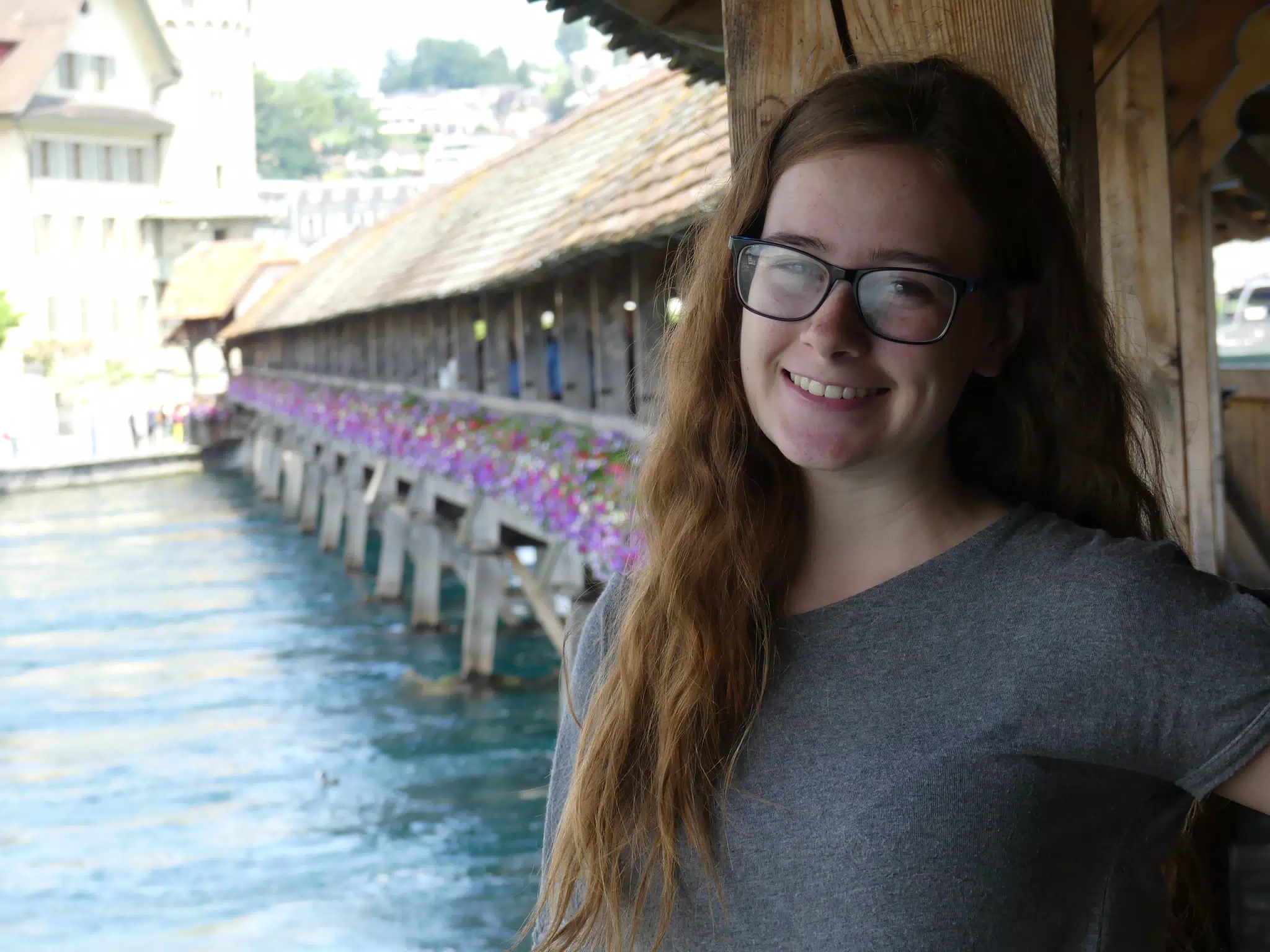 Madeline on Luzern Bridge in Switzerland