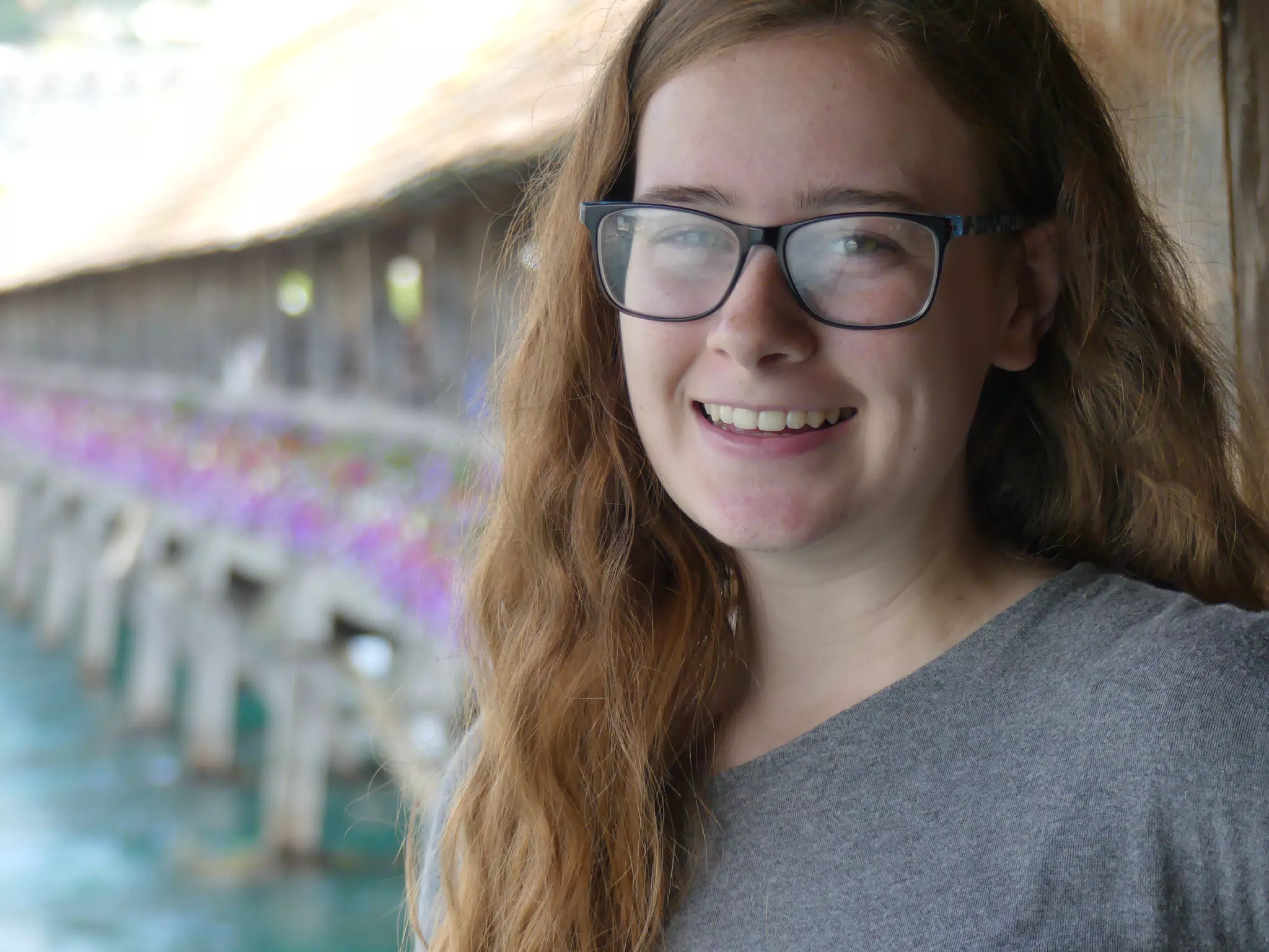 Italian Girl on Swiss Bridge