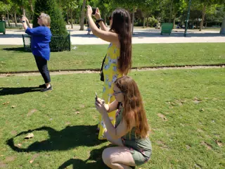 Teens Instagramming the Eiffel Tower in Paris