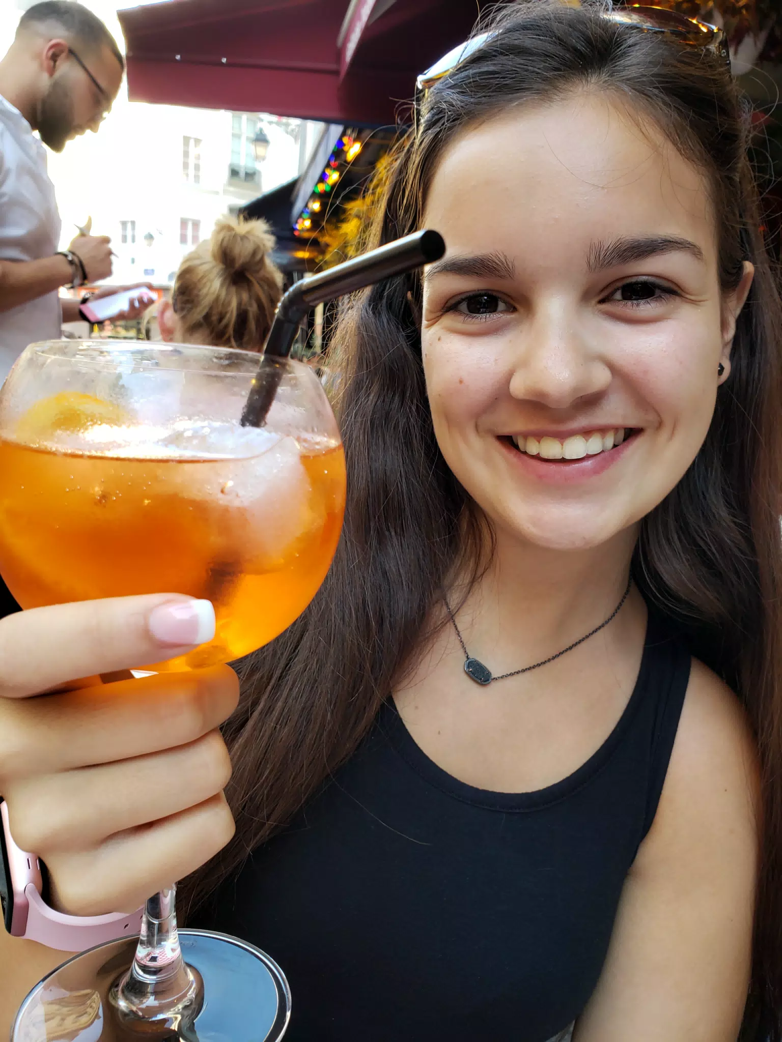 Emily with Aperol Spritz in Paris