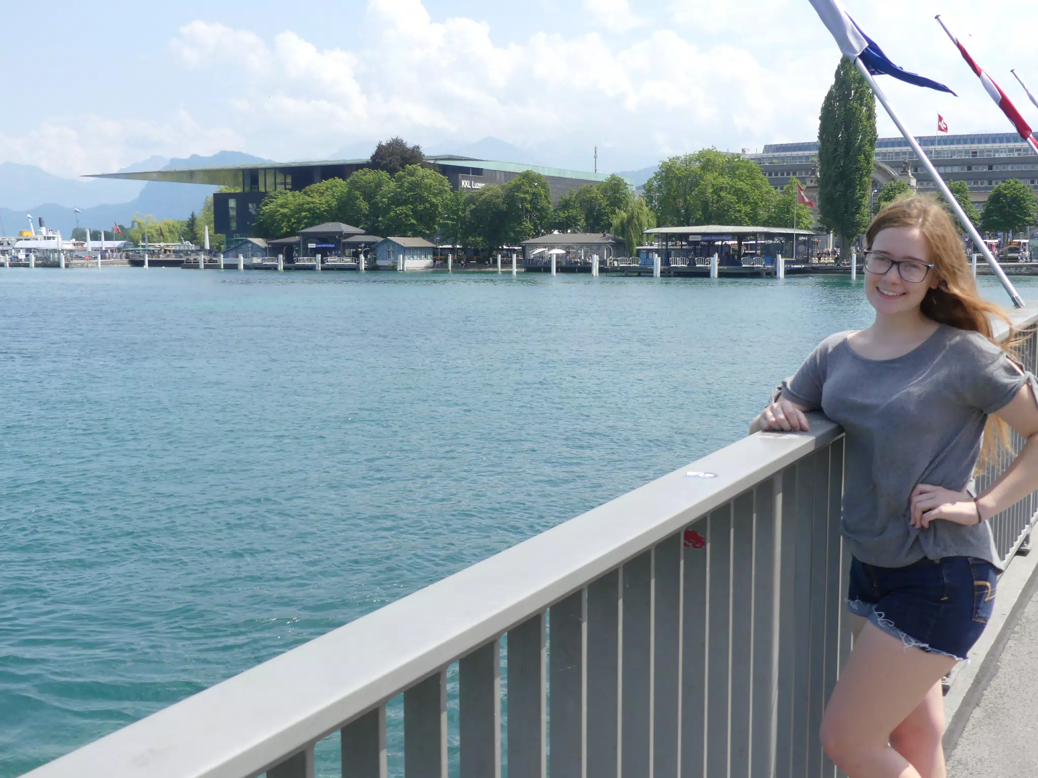 Madeline on Bridge in Luzern, Switzerland
