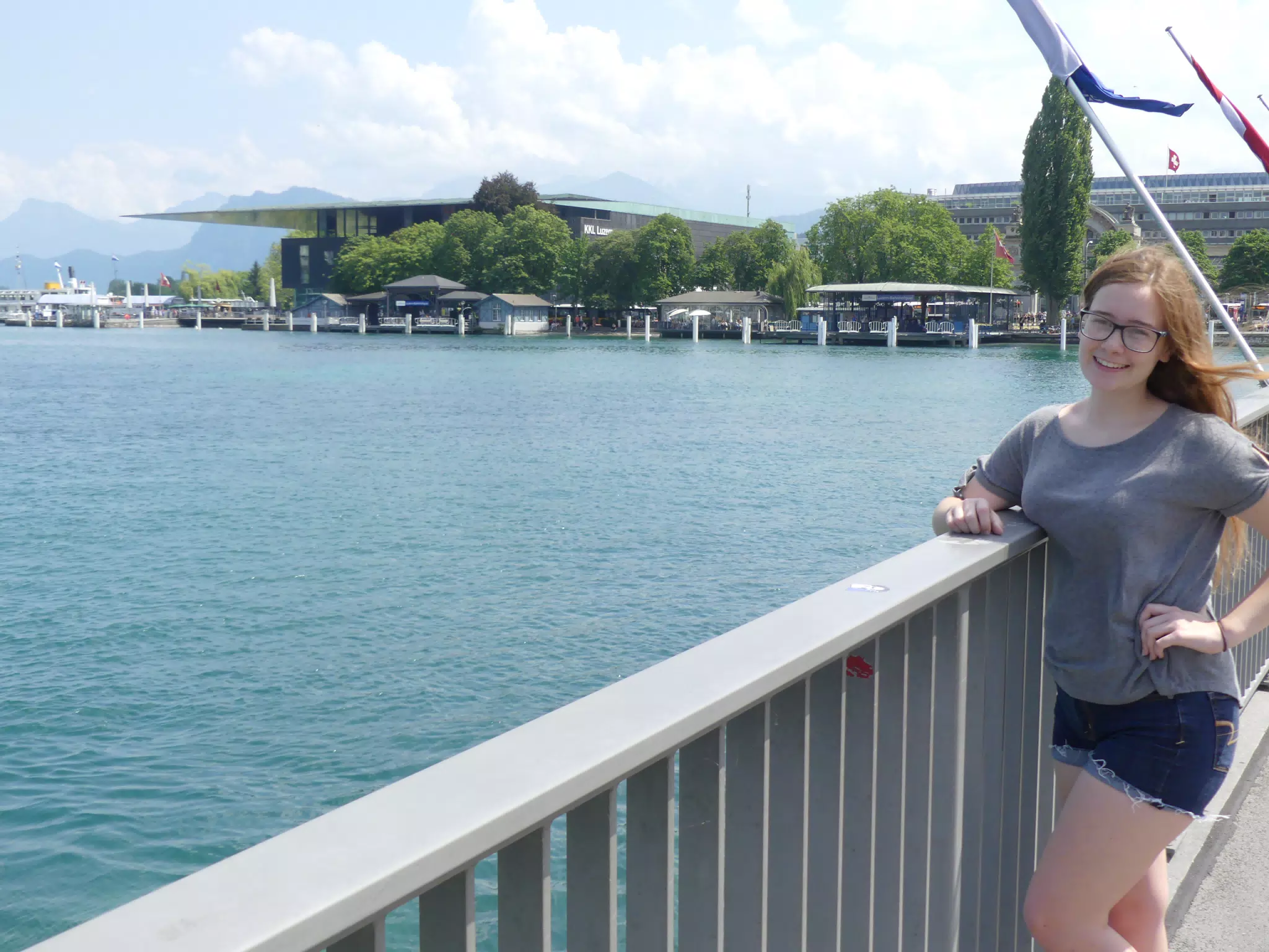 Madeline on Bridge in Lucerna, Switzerland