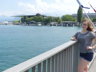 Madeline on Bridge in Lucerna, Switzerland