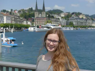 Madeline on Bridge in Switzerland