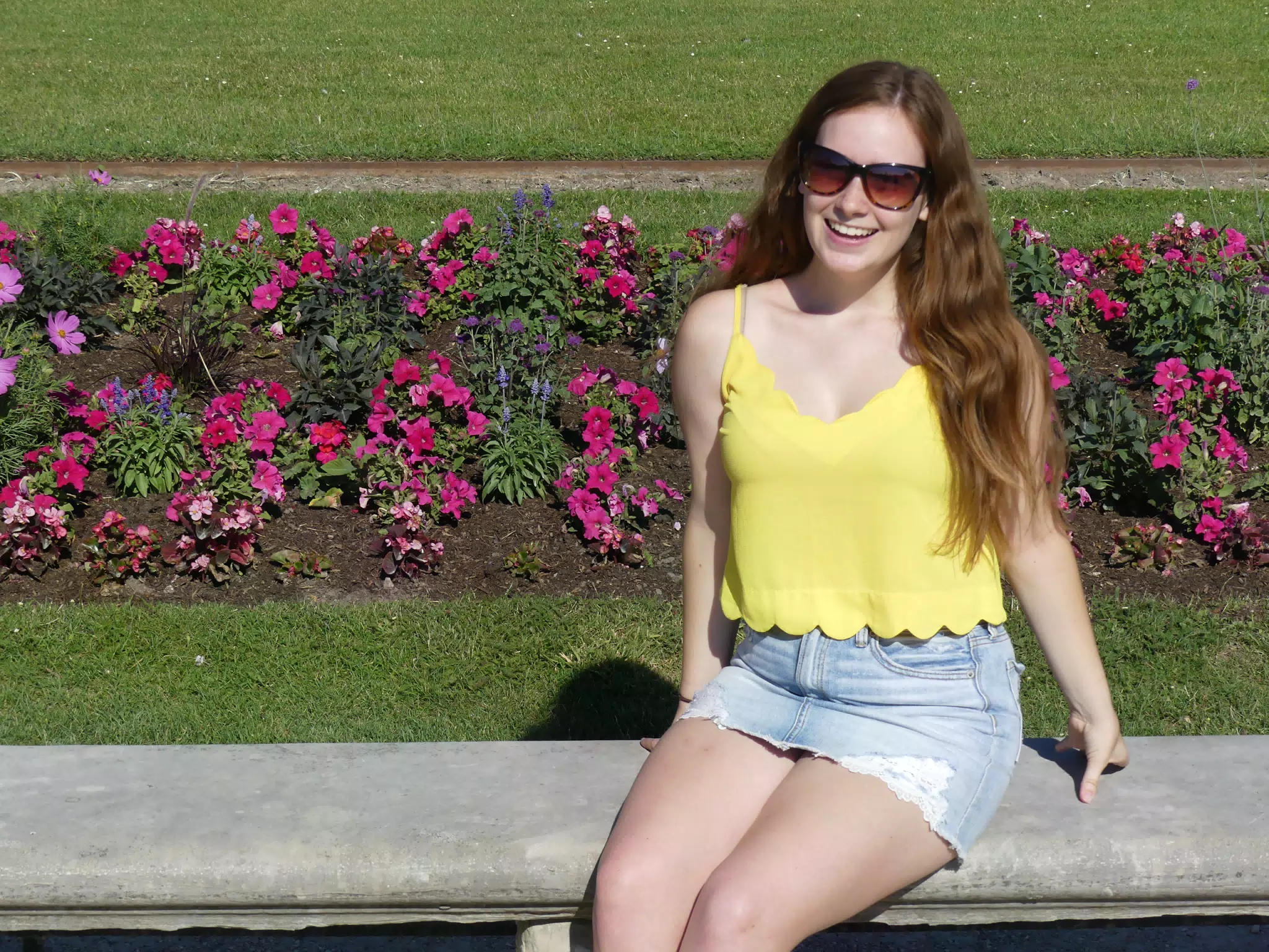 Madeline Laughing in Parisian Park