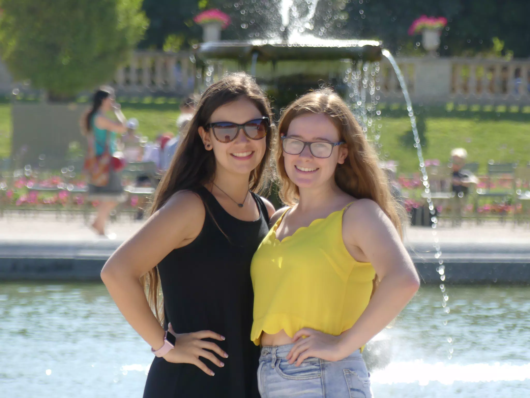 Emily and Madeline in Paris Park in Summer