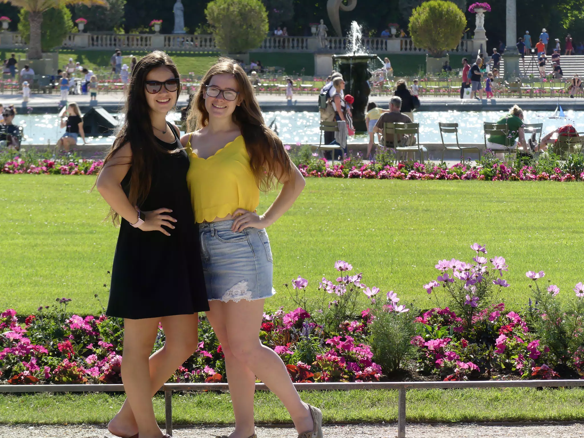 Emily and Madeline in the Luxembourgh Gardens in Paris