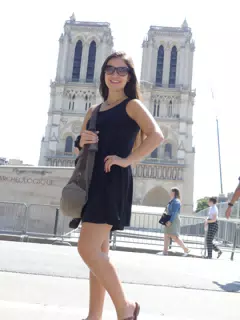 Teen in Black Dress at Notre Dame