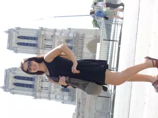 Emily in Black Dress at Notre Dame