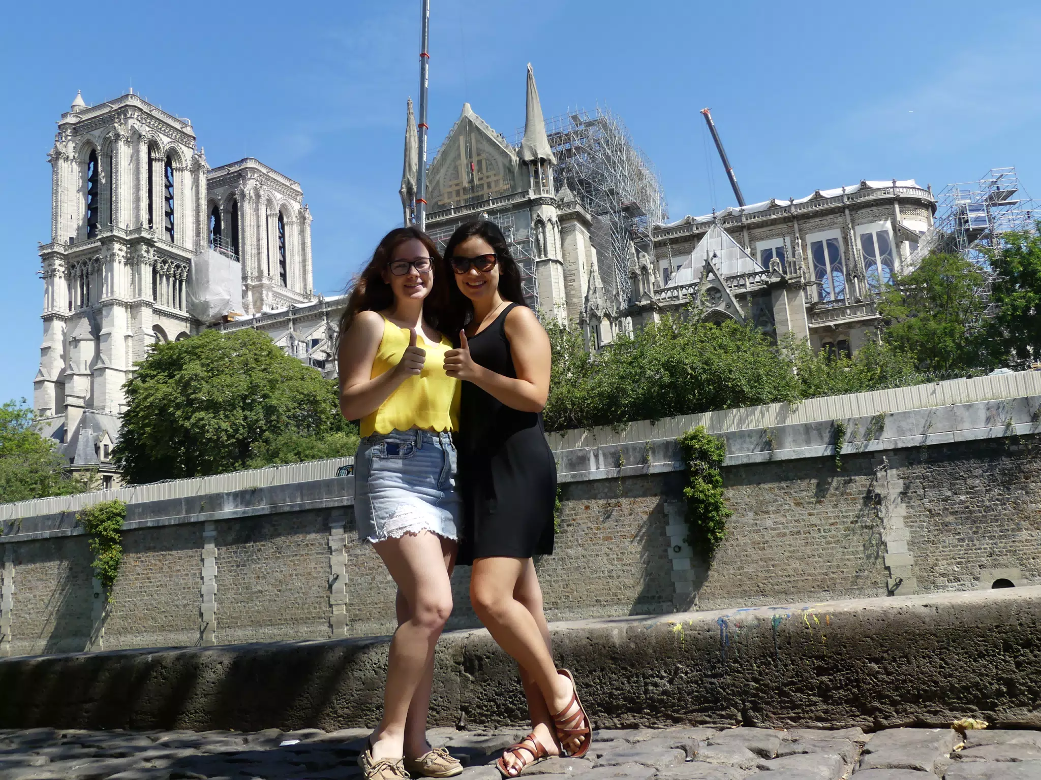 Madeline and Emily at Notre Dame in Paris