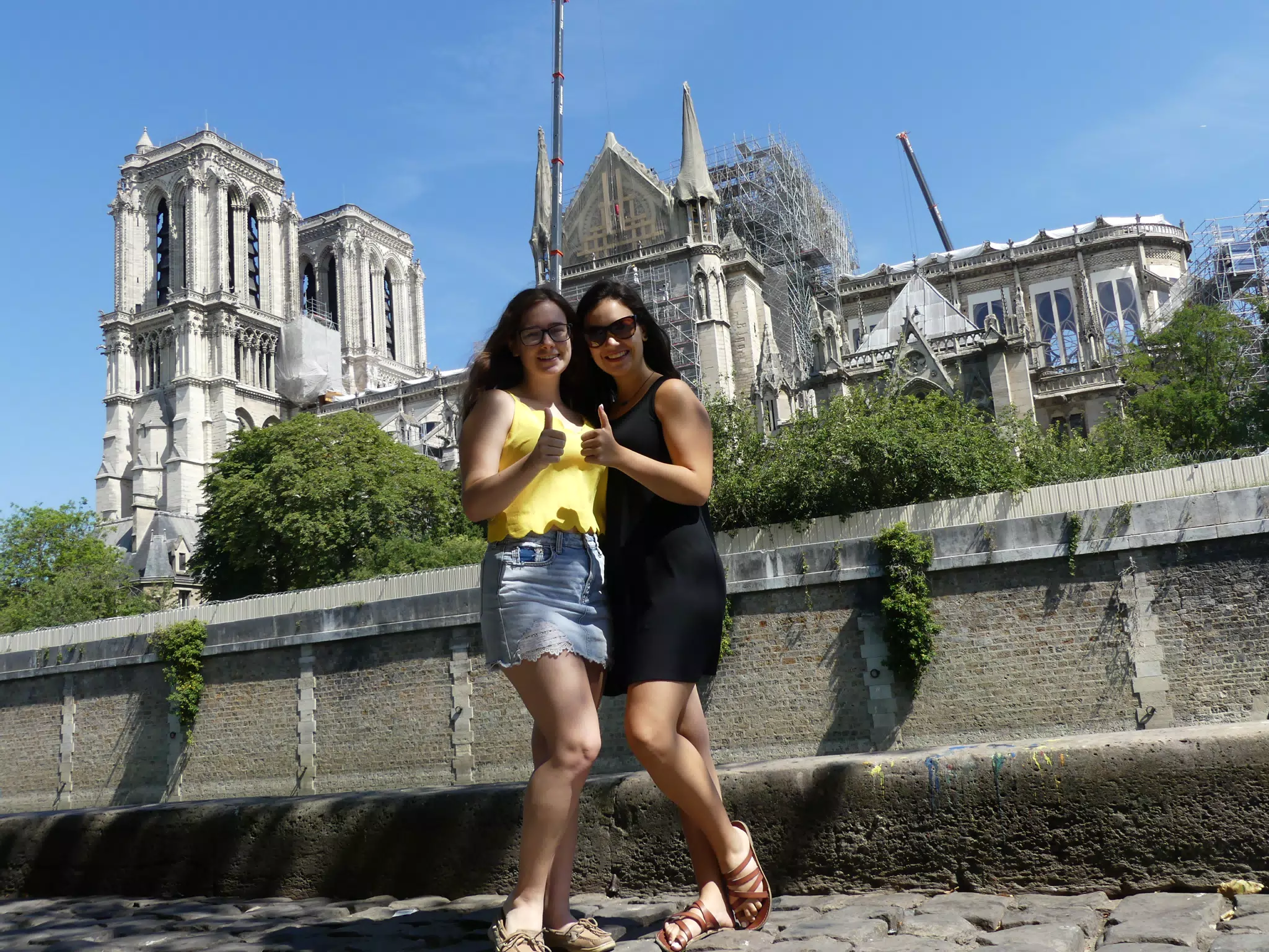 Madeline and Emily at Notre Dame in Paris