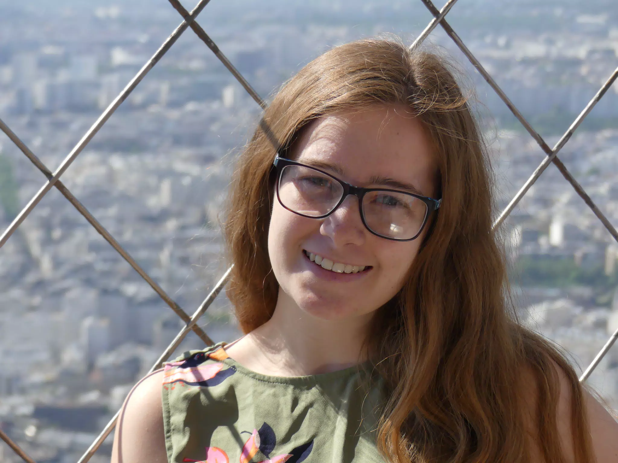Portrait of Madeline on the Eiffel Tower