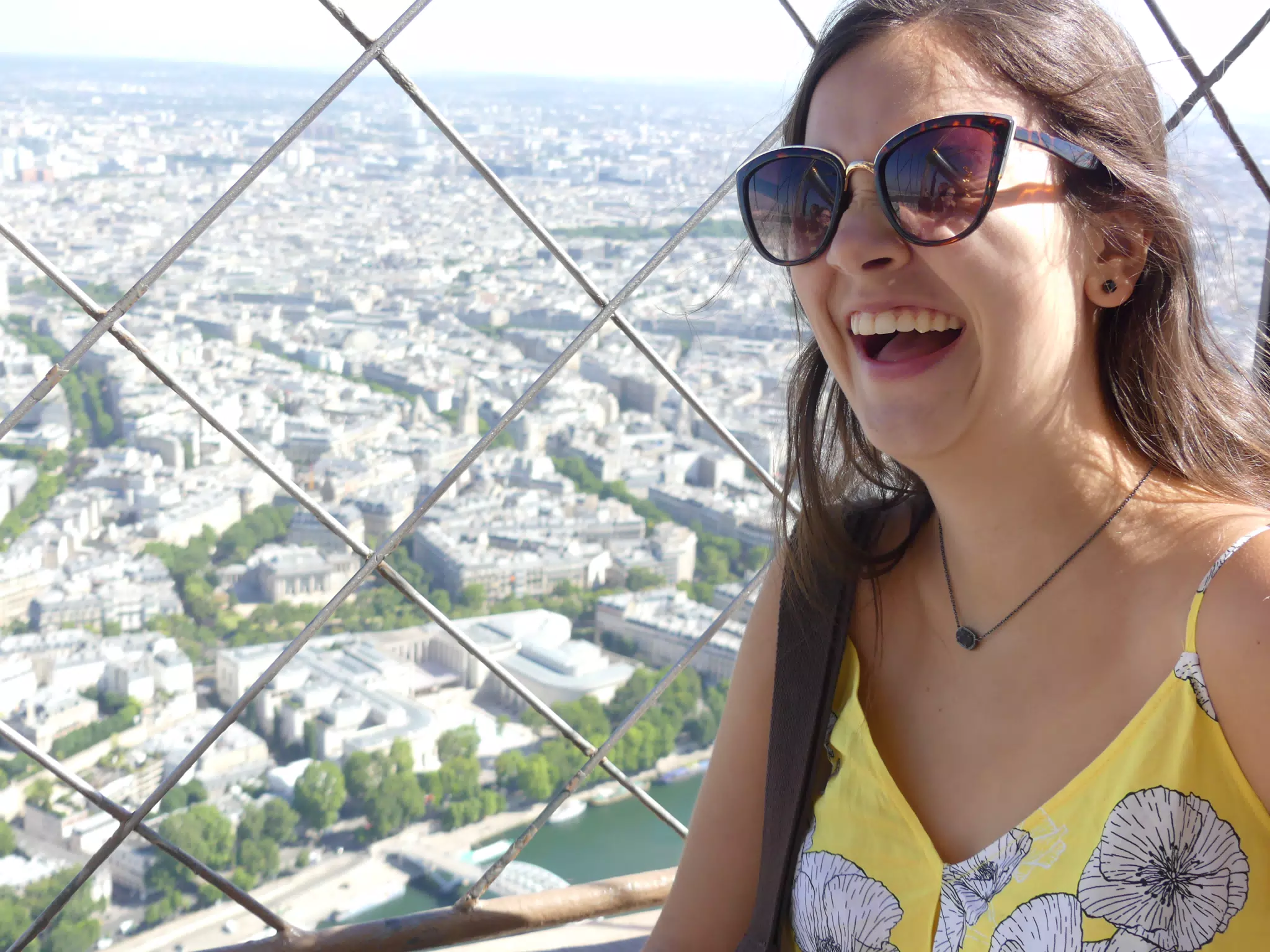 Emily Laughing on the Eiffel Tower