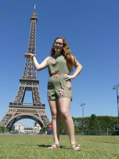 Madeline at the Eiffel Tower
