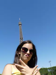 Teen Peace Out Eiffel Tower