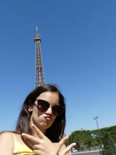 Emily Peace Out at Eiffel Tower