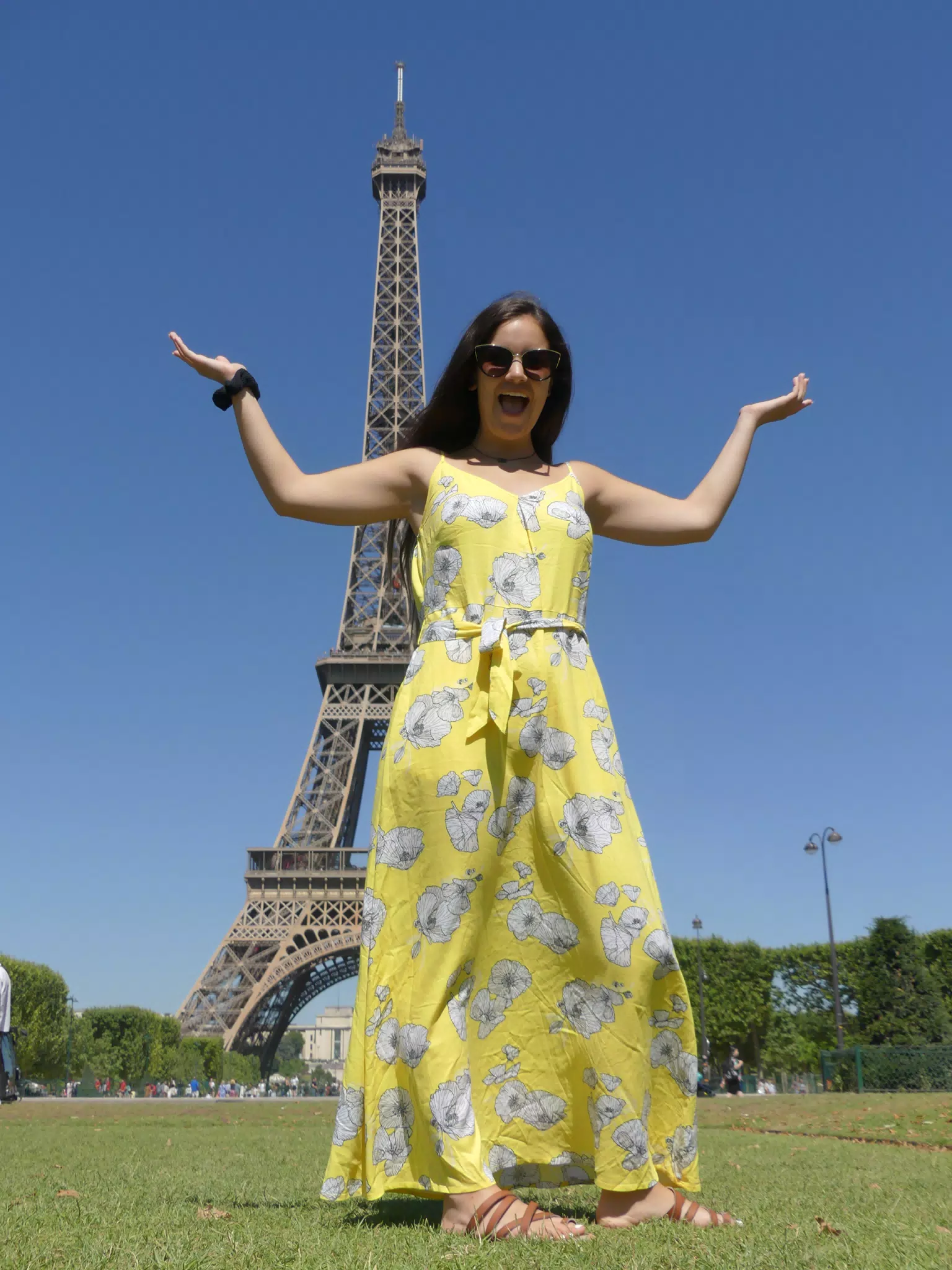 Emily in Yellow at the Eiffel Tower