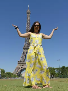 Emily in Yellow at the Eiffel Tower