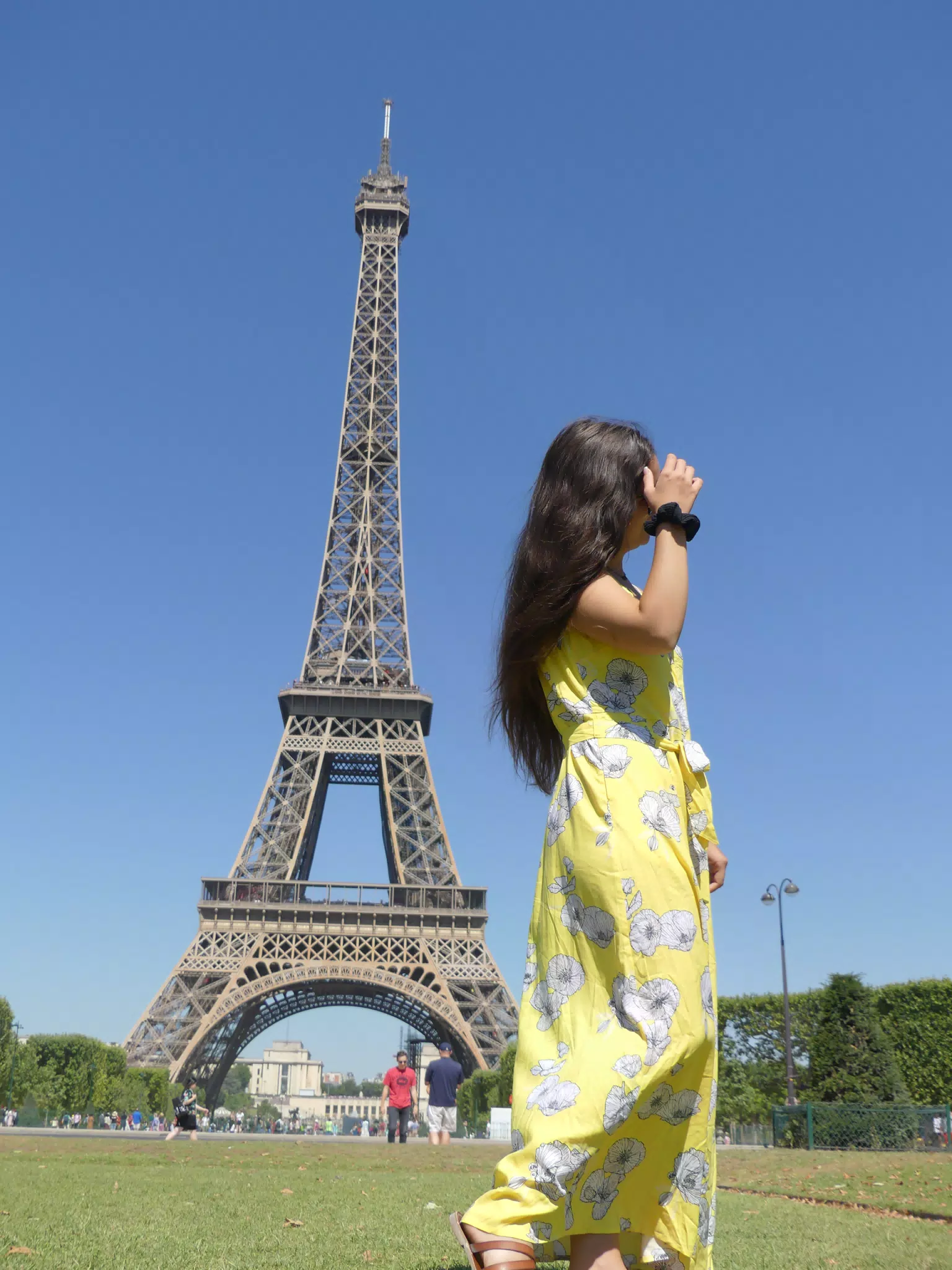 Yellow Dress Girl in Paris Park