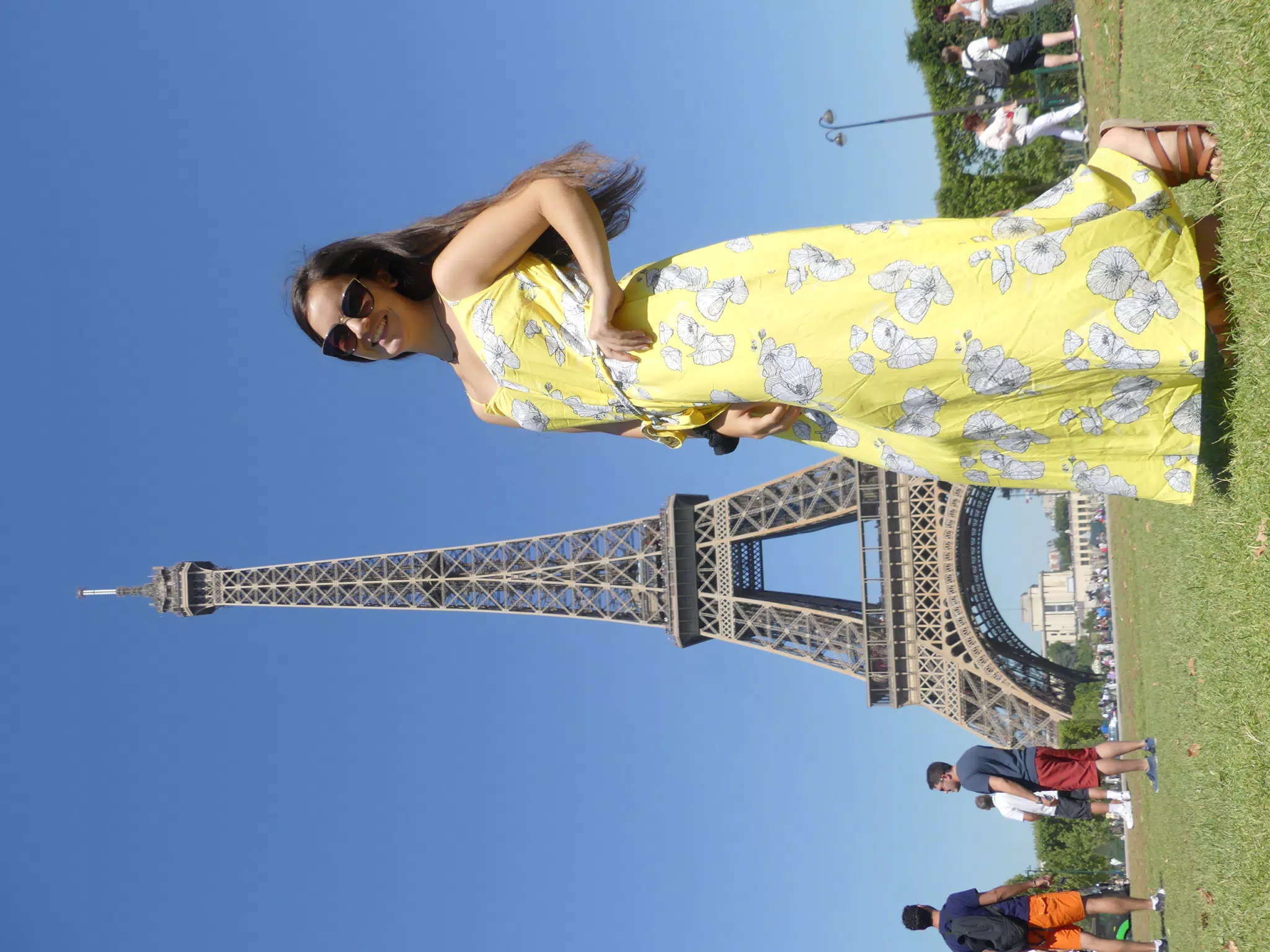 Emily in Yellow Dress in Paris Modeling