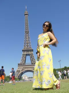 Emily in Yellow Dress in Paris Modeling