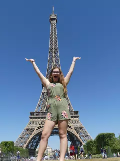 Madeline at the Eiffel Tower